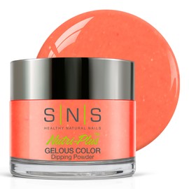 SNS Healthy Natural Nails SNS Nail Dip Powder, Gelous Color Dipping Powder - Candied Yams (Orange/Coral, Cream) - Long-Lasting Dip Nail Color Lasts 14 Days - Low-Odor & No UV Lamp Required - 1 OZ