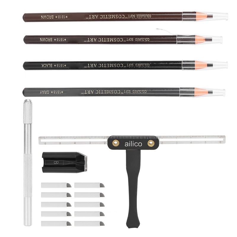 Microblading Practice Kit Eyebrow Pencil Sharpener Eyebrow Positioning Ruler Microblading