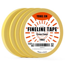 YONGJIN Multi-Size Pinstripe Tape, Fine Line Masking Tape Set - 4 Rolls (1/16", 1/8", 1/4", 1/2") x 36 Yards - Automotive, DIY, Paint, Art