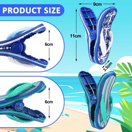 4 Pcs Beach Towel Clips Blue Slipper Large Laundry Pegs Towel Clips for Sun Loungers Strong Sunbed Pegs Beach Chair Holder Heavy Duty Bath Clothes Clips Pool Beach Towel Pegs Indoor Outdoor