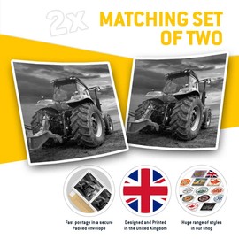 2 x 7.5cm Square Vinyl Stickers - Tractor Sunrise Farmer Farm Decals 43958