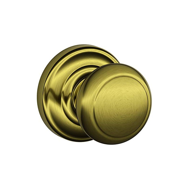 Schlage Andover Passage Knob, Andover Rose, Antique Brass