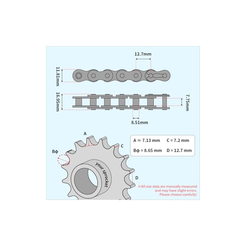 TOPENS LT08B Roller Chain 20 Feet with 2 Connecting Links