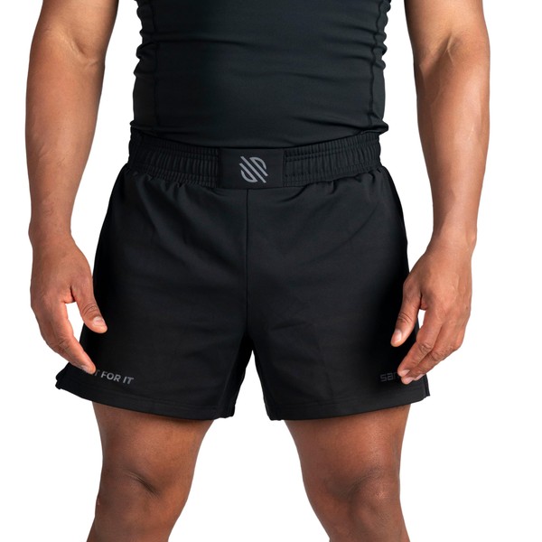 Sanabul Model Zero MMA Shorts | Men BJJ Shorts | Boxing Fight Grappling Shorts | Jiu Jitsu, No Gi, Kick Boxing Shorts for Men (Black/Charcoal, Small - 7" Inseam), Black/Charcoal, Small - 7" Inseam
