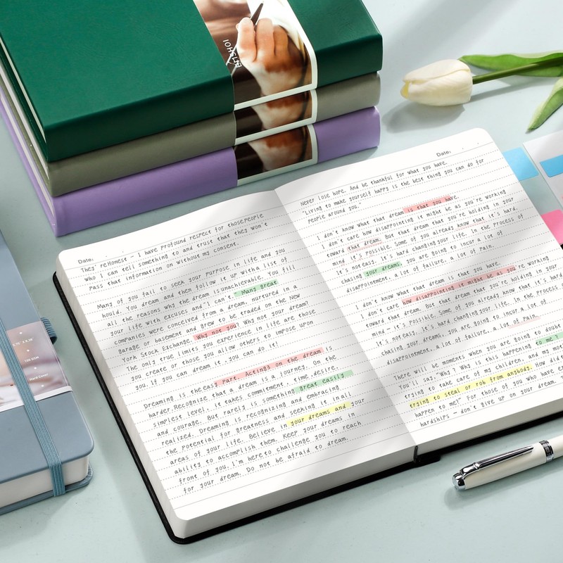 EMSHOI 400 Pages Notebook A5 - Lined Journal 100gsm Thick