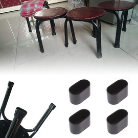 Be In Your Mind Table Chair Leg Feet 16 x Oval Table Chair Toe Tip Flexible Rubber-like Cover Scratch-Resistant Furniture Base 40 x 20 mm Black