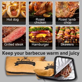 BBQ Blanket for Resting Meat, 21in Reusable Smoker Grilling Meat Insulated Resting Bag with Handle for Large Brisket/Pork Shoulders/Turkeys,Gifts for Men