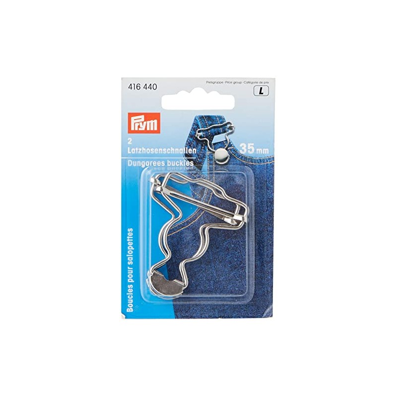 Prym 416440-1 Dungaree Buckles, Brass, Silver, One Size, 2