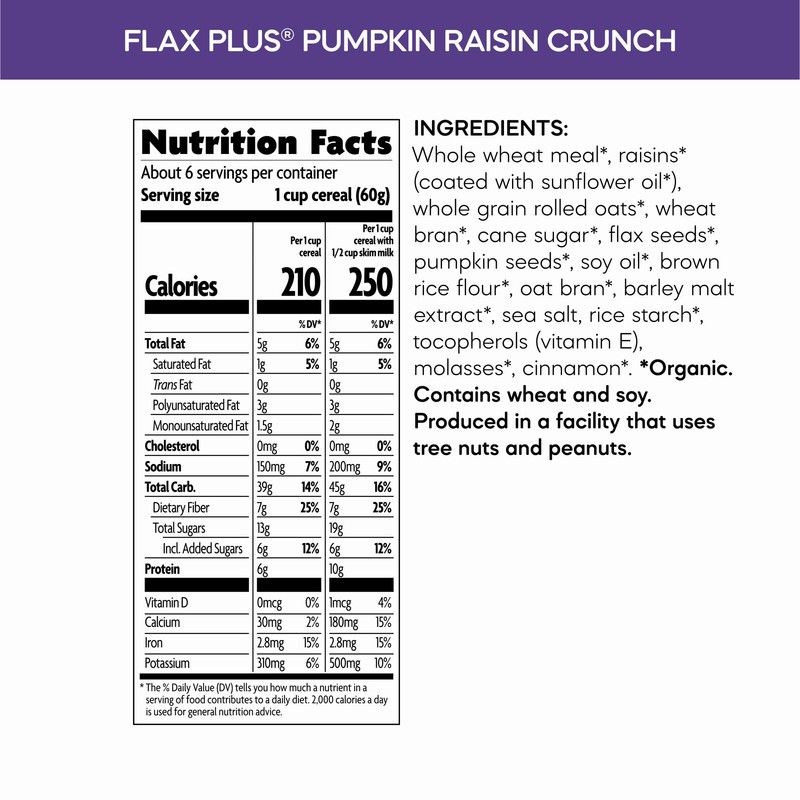 Nature's Path Organic Flax Plus Pumpkin Raisin Crunch Cereal, 12.3