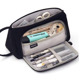 EASTHILL Pencil Case with Large Capacity, Stationery Bag for Secondary School, College Girls, Adults, Teenagers, Gift, Black