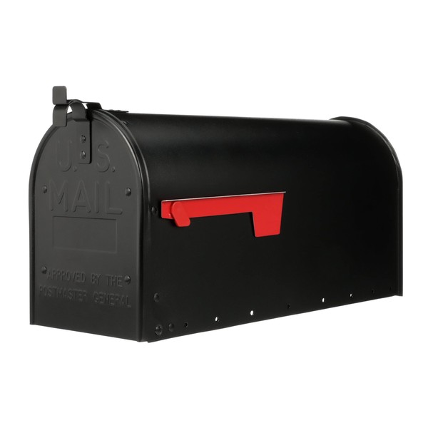 Architectural Mailboxes Admiral Large, Galvanized Steel, Post Mount Mailbox, Black