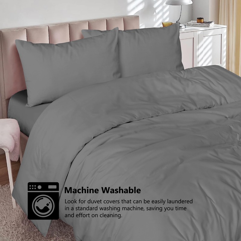 SSW HOMES Double Duvet Cover Charcoal - 3 Pcs Brushed