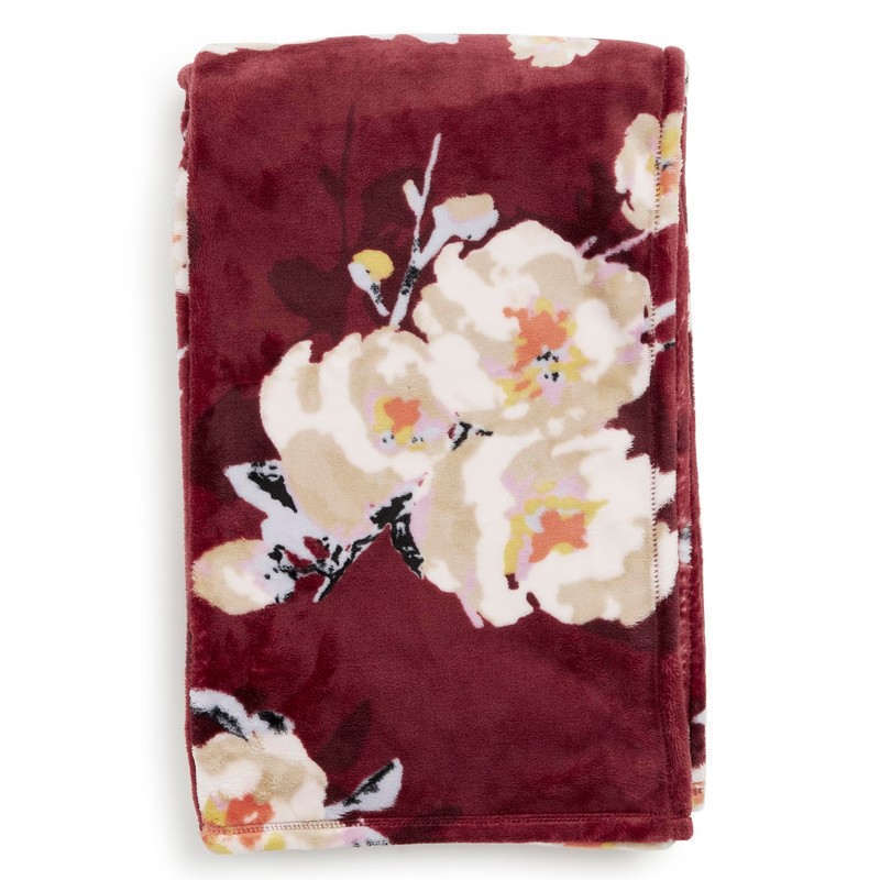 Vera Bradley Fleece Plush Throw Blanket, Blooms and Branches, Blooms