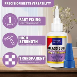 BOTTRONY Super Glue for Glass, 2 Pack Instant Drying Glass Glue, Clear Glue Bonding Glass to Glass or Other Materials, Waterproof Glass Adhesive Ideal for Glass Repair,Mirror,DIY,Jewelry Repair,Craft