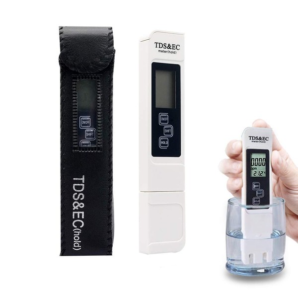 SENRISE Water Test Pen, Water Quality Test Meter Digital Electric TDS-3 Hydroponics Water Purity Test Pen Temperature Meter, Quality Monitoring for Pool, Hydroponics, Aquarium Water, Filters