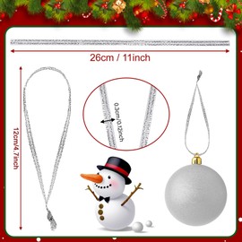 JUNEBRUSHS 300Pcs Christmas Ornament Hangers, Hand Tied String Ties Ornament Loops Thin Ribbon for Ornaments Christmas Tree Hanging Decorations (Silver)