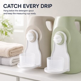 Laundry Detergent Cup Holder for Spill Control – 2PCS Drip Catcher Organizer for Detergent & Fabric Softener Bottles