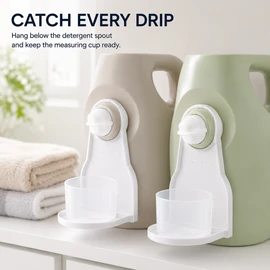 Laundry Detergent Cup Holder for Spill Control – 2PCS Drip Catcher Organizer for Detergent & Fabric Softener Bottles