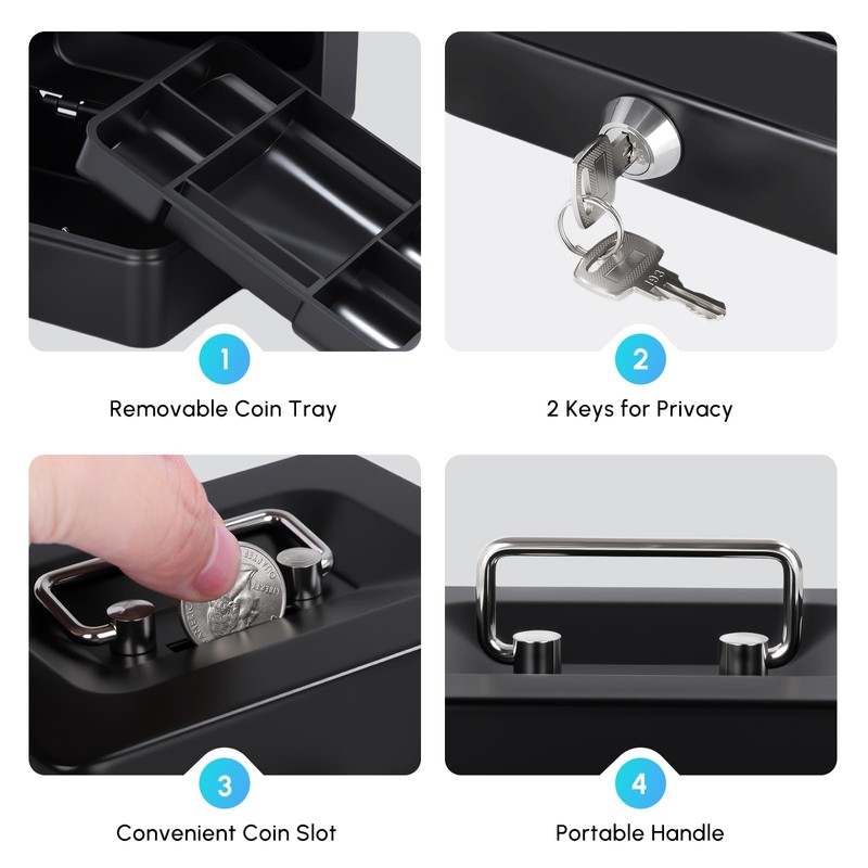 Mini Cash Box with Slot Small Cash Box with Money
