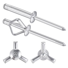 Wensilon (200 pcs) Tri-Fold Rivets Assortment 3/16 * 5/8，Tri Grip Rivets，Aluminum Blind Rivets Tri Grip Boat Kayak Rivets,Trifold Rivets，Bulb Style Rivets