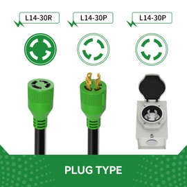 RVINGPRO 30 Amp Generator Cord 25FT and Power Inlet Box, Pre-Drilled 30 Amp Generator Inlet Box with Cord, NEMA L14-30P to L14-30R Generator Cord Waterproof Combo Kit, ETL Listed