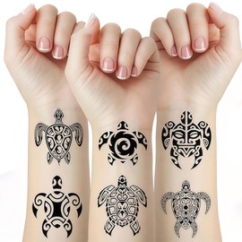 AstraGlam 8 Stück Temporäre Tattoos Schwarz Tribal Maori Sea Animal Tattoo Temporäre Tattoos Wasserdicht Körpersticker Männer Frauen Party Dekorationen Fake Tattoo