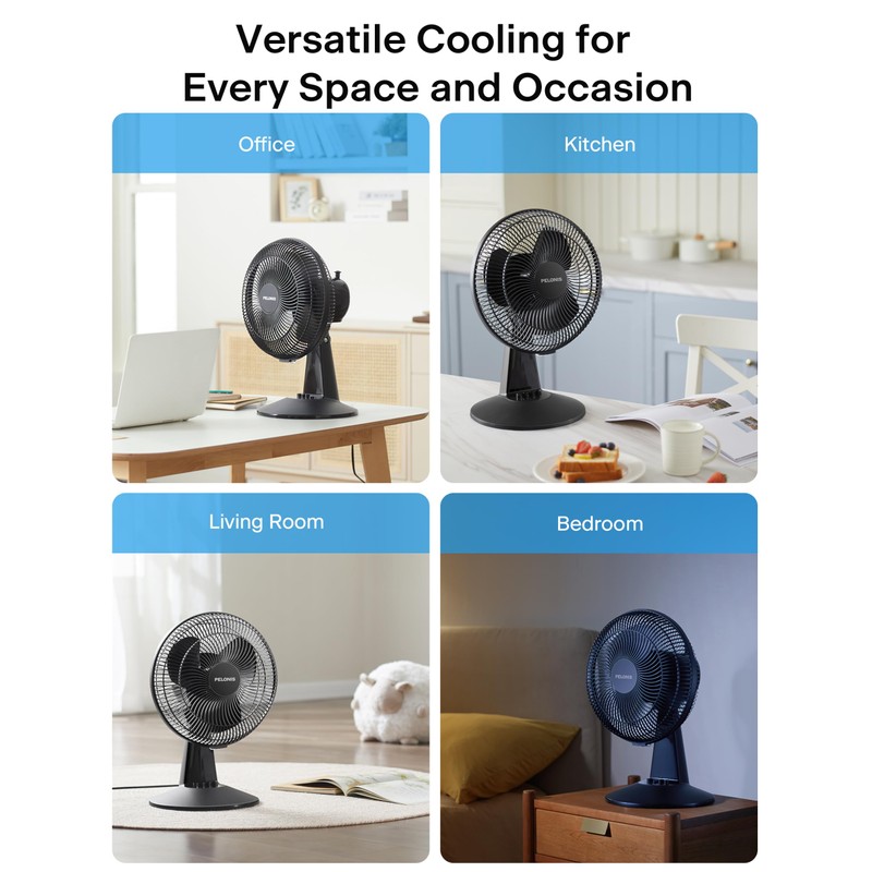PELONIS Table Fan 12-Inch, 120° Oscillating Table Fan Small Portable