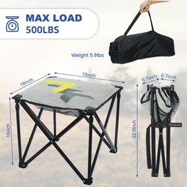 XplrKamp Padded Camping Stool, 18 Inch Oversized Camping Foot Rest, 500lb Camping Chair Foot Stool Portable Folding Stool Foldable Footrest for Gardening Fishing w/Storage Net, Carry Bag (2, Grey)