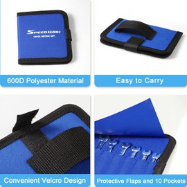 SPEEDWOX 20 Pockets Wrench Tool Storage Bag, Tool Pouch Organizer for Mini Wrenches, Metric and SAE, Portable Tool Organizer with Tote Design, Orange 1680D Oxford Fabric