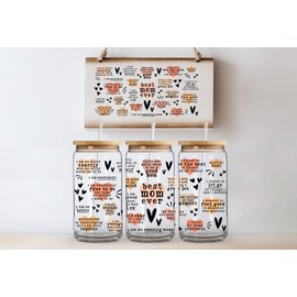 Oflarga Gift for Mom New Mom Daily Affirmation Coffee Glass with Bamboo Lids - 16 Oz