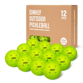 Dinkly Pickleball Balls, Outdoor Pickleballs USAPA Approved, Enhanced Durability Pickle Ball with Roto-Molded & Seamless Design, 40 Holes Green Pickleballs for Beginners Professionals, 12 Pack