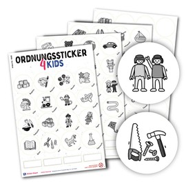 Typographus - 104 child-friendly stickers for toy boxes, boxes and furniture - keep your children's room tidy - organiser stickers, learning, storage, organiser system, grey