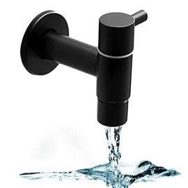 Wall Bathroom Tap, Bathroom Cold Water Tap, Black Mop Pool Tap, Black Stainless Steel Faucet, Mop Pool Taps, for Bathrooms, Sinks, Laundry Rooms, Kitchens, Gardens