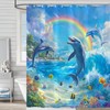 Accnicc Dolphin Shower Curtain Ocean Funny Rainbow Dolphins Shower Curtains