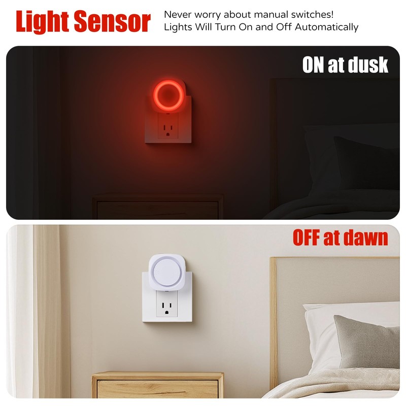 Fusunloh Red Night Lights Plug in to Wall,4 Packs Dimmable