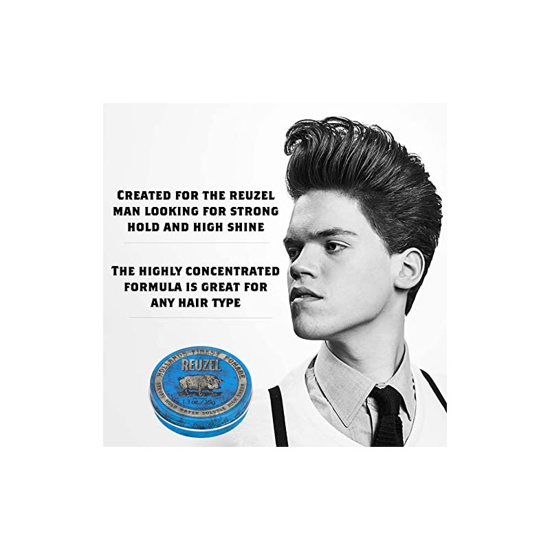 Reuzel Blue Strong Hold Water Soluble Pomade, Hair Holding Wax