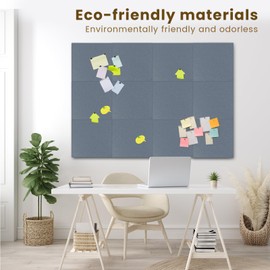 JIUZH Cork Board for Office - 48" x 36", 12 Pack with Recycle Odor-Free Materials, Sound Abosoption of Cork Boards for Walls, Cork Board Tiles with 48 Pieces of Safety Removable Adhesive Tabs(Grey)