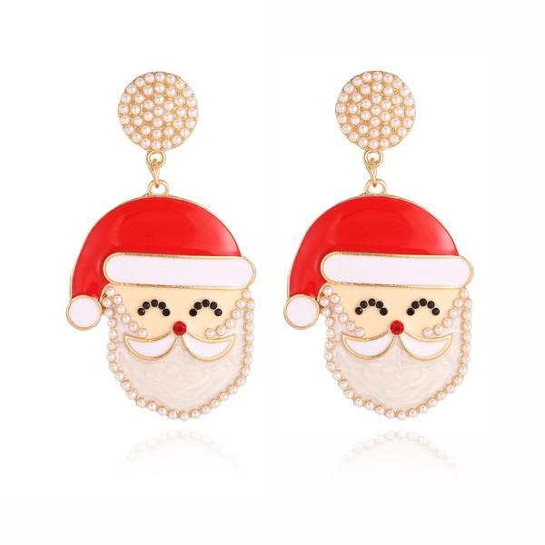 Met-edianger Merry Christmas Earrings Santa Claus Statement Earrings Xmas Beaded