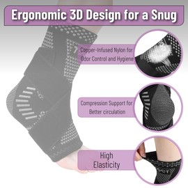 DR JK- Ankle Brace for Women and Men, X-Large, 1 Pair, Grey and Black, Adjustable Compression Sleeve, Soft Straps for Achilles Tendonitis Relief, Sports Protection, Achilles Tendonitis Brace