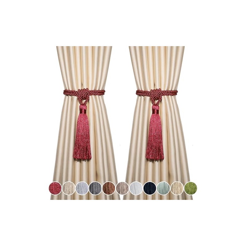 Fenghuangwu Curtain Tiebacks Tassel Tie-Backs, Rope Curtain tie Backs Handmade