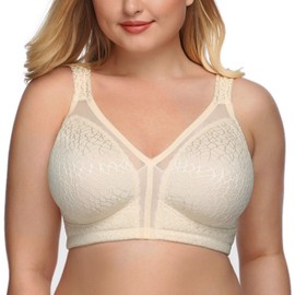 DotVol Women's Full Figure Minimizer Bras Comfort Large Busts Wirefree Non Padded Plus Size Bra(36DD, Nude)