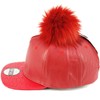 Pom Pom Baseball Cap/Fuax Leather (RED)