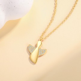 Jrêveinfini Guardian Angel Necklace Women Girls 925 Silver with Pendant Communion Gift Jewellery Christening for Girls Women Adjustable 40 + 5 cm, Sterling Silver Cubic Zirconia, Cubic Zirconia