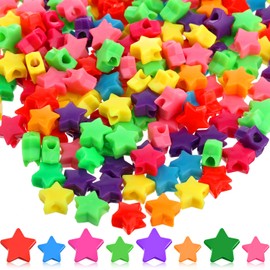 500 Pieces Star Pony Beads Large Hole Beads Multi Color Acrylic Beads Bracelet Kawaii Rainbow Necklace Jewelry Making Craft Beads for Christmas Valentine's Day Present