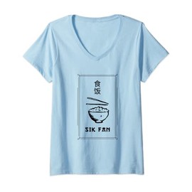 Womens SIK FAN - Funny Cantonese Lifestyle Pun Chinese Joke V-Neck T-Shirt