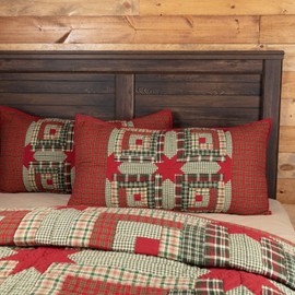 Pine Valley Quilts VHC Brands Forreston Cabin King 21x37 Sham, Red