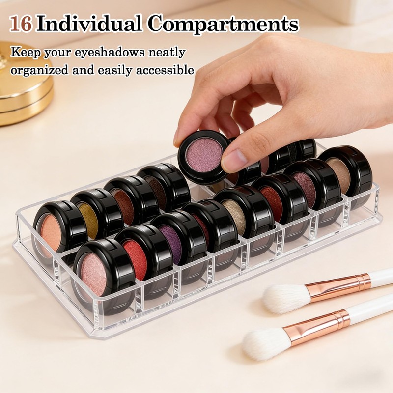 Legrap 2 Pack Eyeshadow Palette Organizer, 16 Slots Makeup Palette