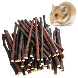 Hamster Kauspielzeug,Kaninchen-Kauspielzeug,40PCS Apfel Holz Kaustock,Nager Apfel Holz zum Knabbern,Natürlichem Apfelstab,Apfel Kaustangen,Backenzahn und Zähneknirschspielzeug für Kleine Haustiere