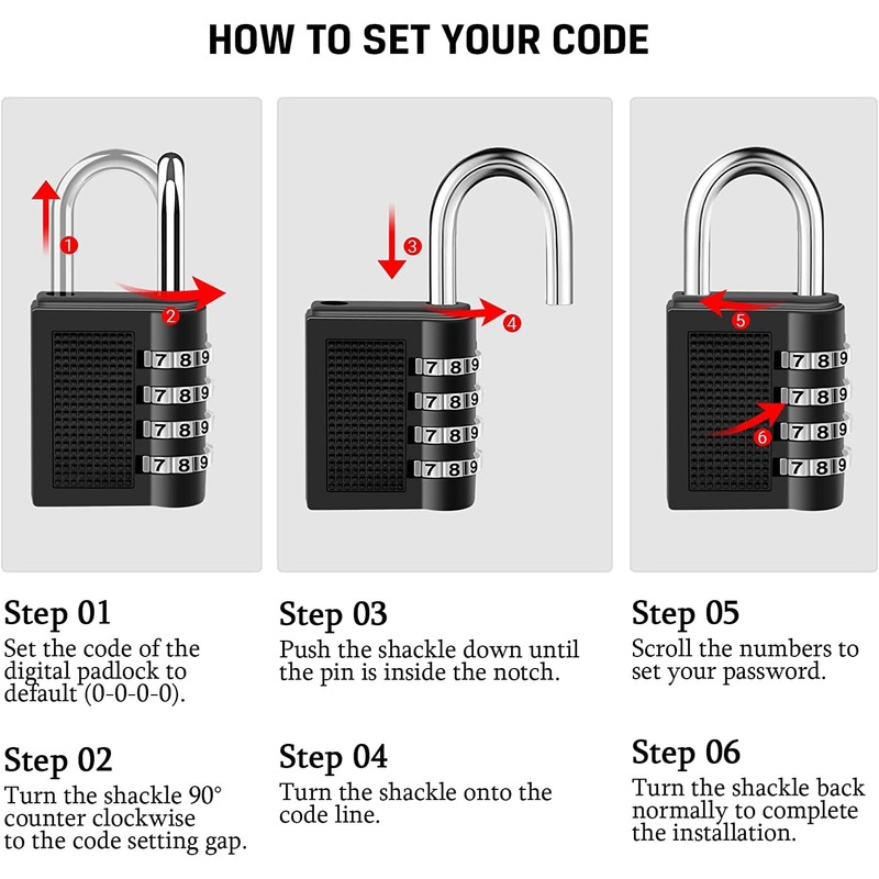 1 x Secure 4-Digit Combination Padlock for Gym, School, and