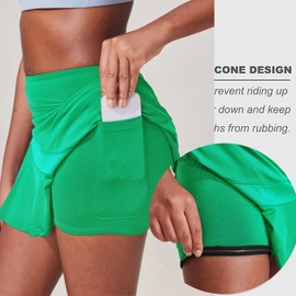 Ekouaer Women's Athletic Golf Skorts Lightweight Skirt Pleated with Pockets for Running Tennis Workout Green